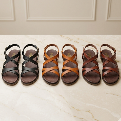 Classic Multi-Strap Flat Sandals for Women – Casual Buckle Ankle Summer Wear