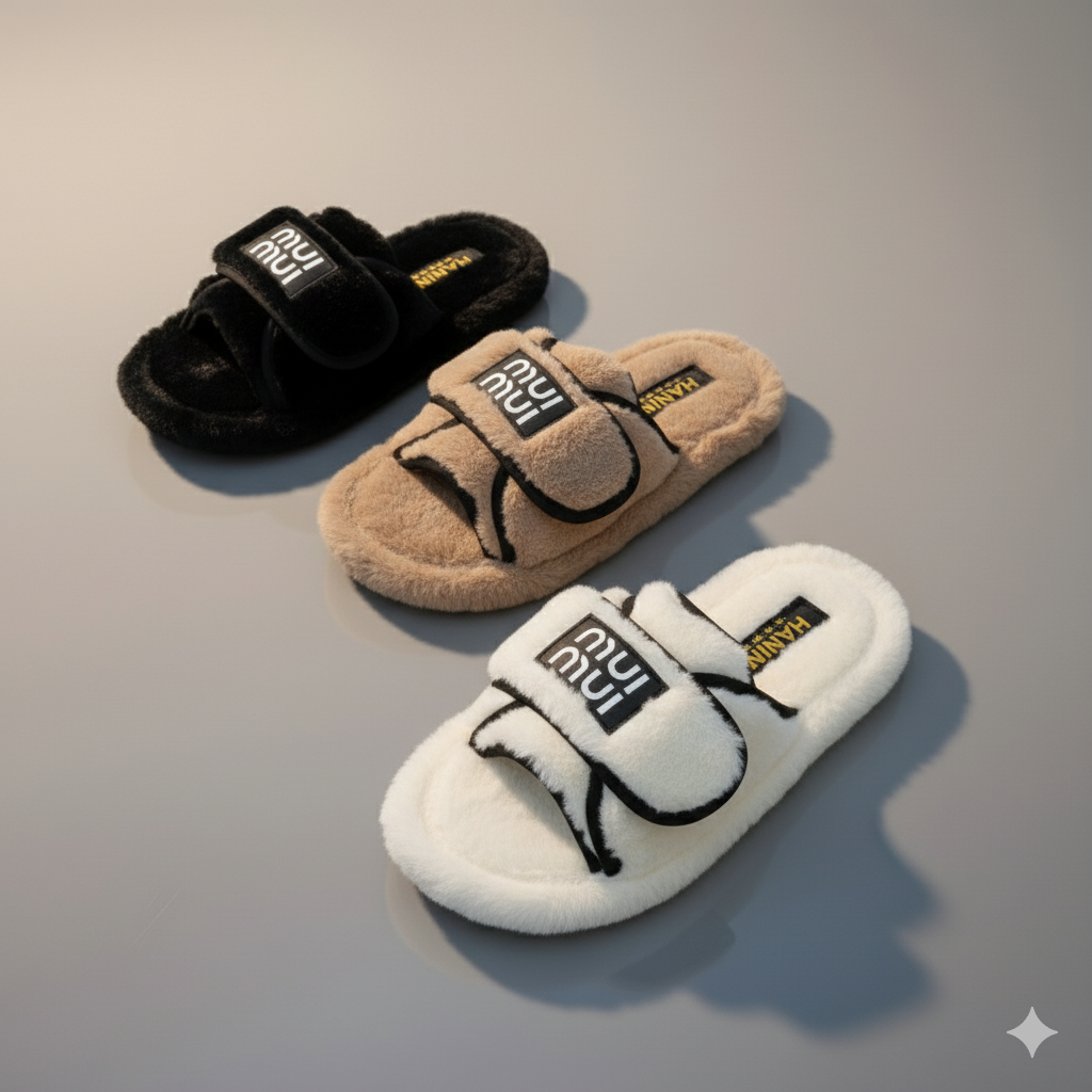 Fluffy Comfort Slides – Soft, Warm & Chic