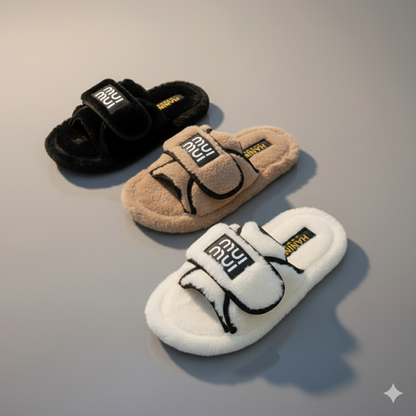 Fluffy Comfort Slides – Soft, Warm & Chic