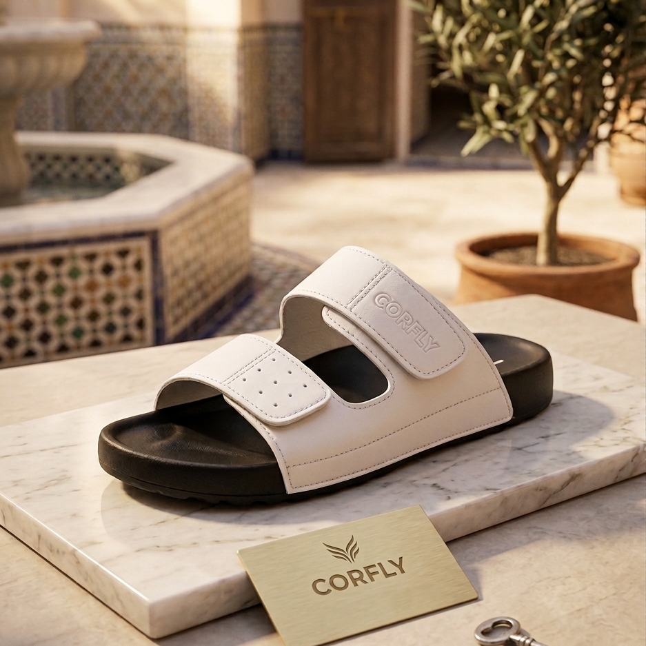 Men’s Casual Double Strap Slide Sandals – Comfortable Soft Sole Summer Slippers