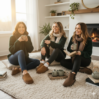 Sabots d'hiver en daim UGG – Mocassins chauds doublés en polaire pour femmes