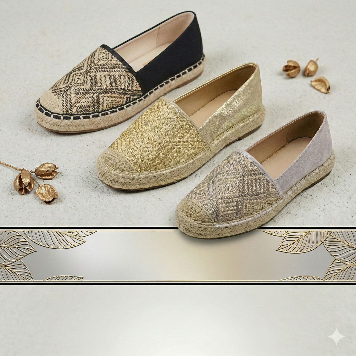 Espadrilles plates tissées pour femmes – Chaussures confortables, légères et élégantes