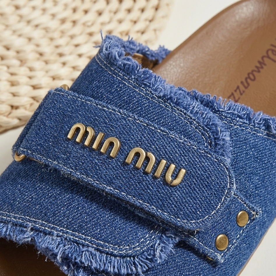 Women’s Denim Slide Sandals – Adjustable Comfort & Everyday Style