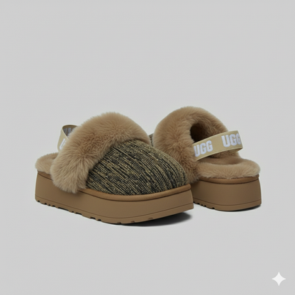 Cozy Faux Fur Slip-On Clogs – Warm Knit Lined Comfort Shoes