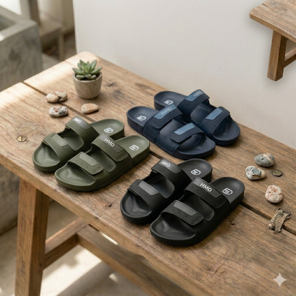 Men’s Dual-Strap Comfort Slide Sandals – Lightweight Casual Slip-On