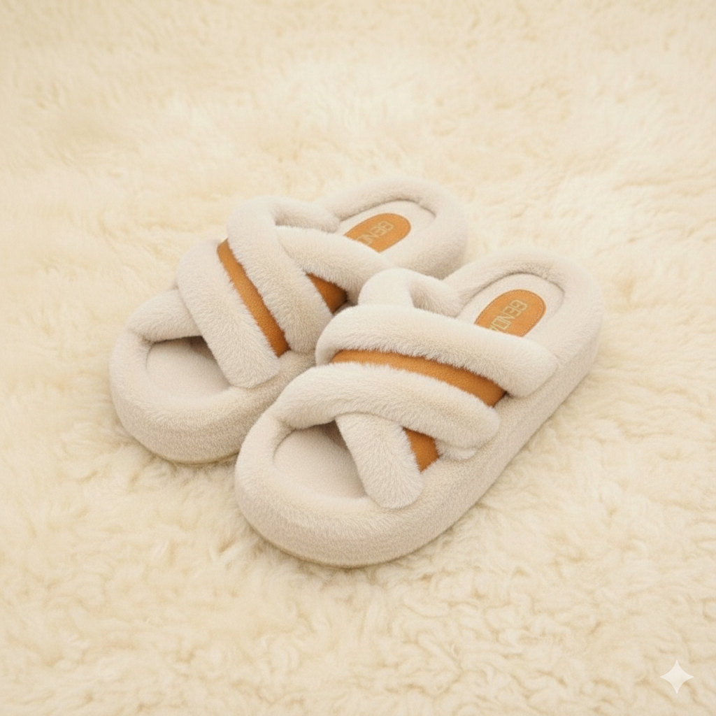 Chaussons souples pour femmes avec semelle épaisse. Design élégant et moderne