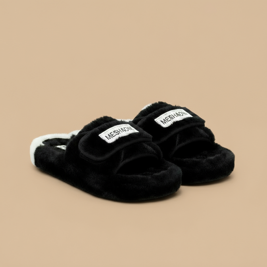 Women's Plush Strap House Slippers - Warm, Wide-Strap Fit