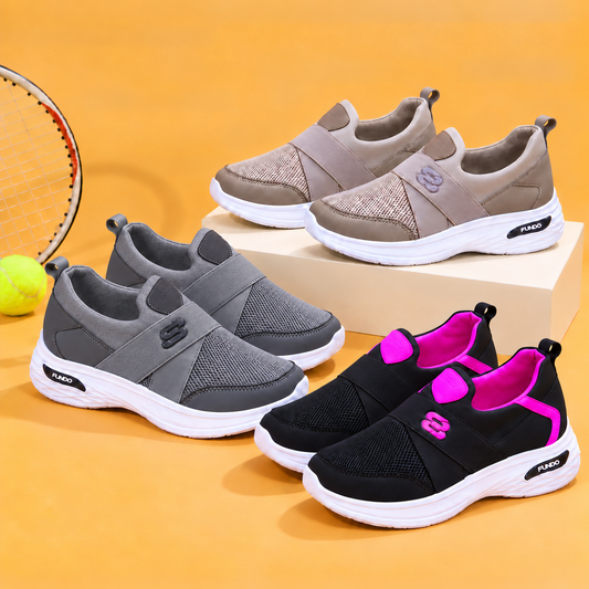 Baskets à enfiler pour femme avec tige en maille, brides croisées et style sportif au quotidien