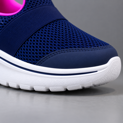 Women’s Slip-On Mesh Sneakers with Crossed Straps and a Modern Sporty Look