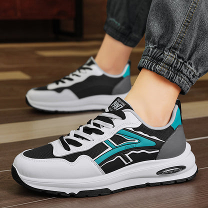 أحذية رياضية عصرية للشباب من الجلد : أحذية  برباط ذات نعل سميك 