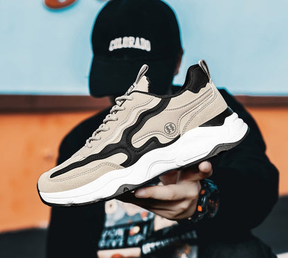 Chaussures Daddy à semelles épaisses tendance haut de gamme pour hommes - Baskets décontractées rehaussantes pour l'automne