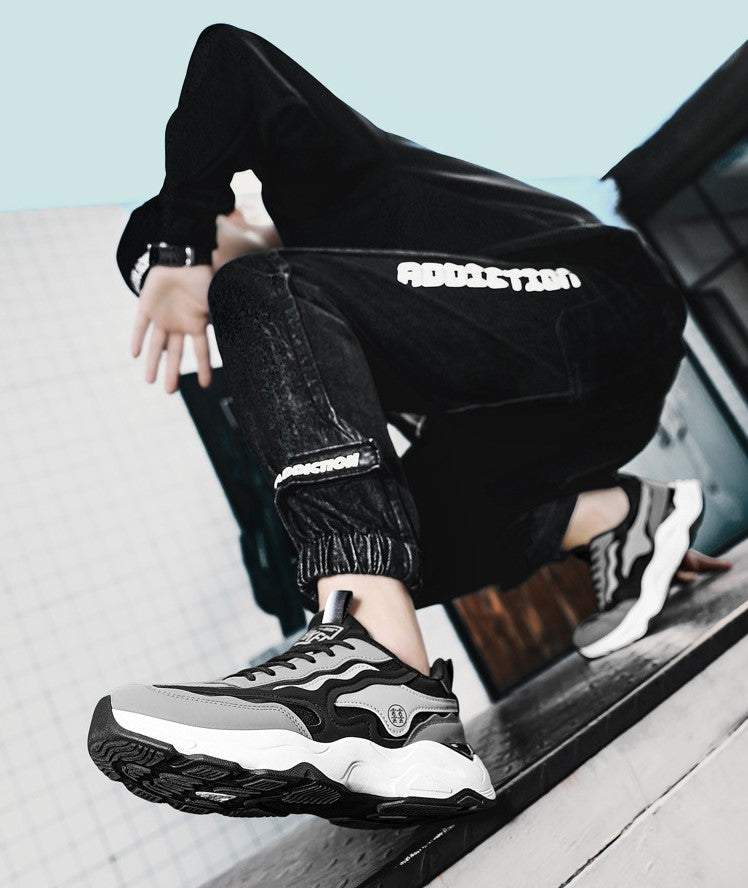 Chaussures Daddy à semelles épaisses tendance haut de gamme pour hommes - Baskets décontractées rehaussantes pour l'automne