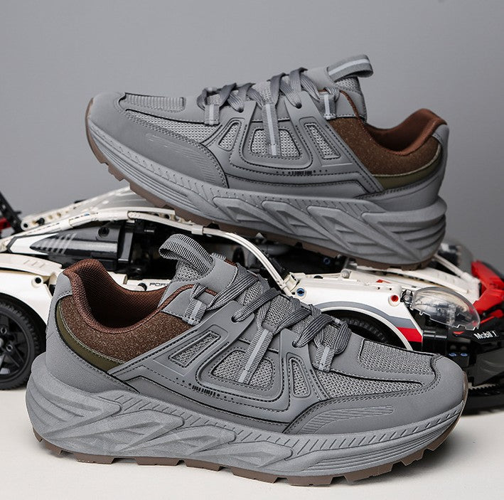 حذاء رياضي رجالي شبكي ذو نعل سميك - قابل للتهوية، أنيق ومريح