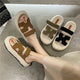Women's Thick-Soled Fur Slippers - Plus Velvet, Non-Slip, and Warm for Autumn & Winter, New Cotton Slippers