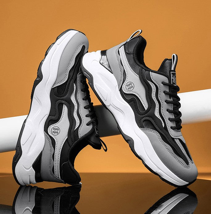 Chaussures Daddy à semelles épaisses tendance haut de gamme pour hommes - Baskets décontractées rehaussantes pour l'automne