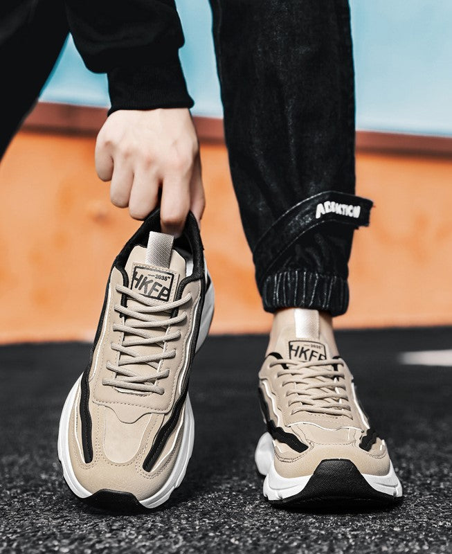 Chaussures Daddy à semelles épaisses tendance haut de gamme pour hommes - Baskets décontractées rehaussantes pour l'automne