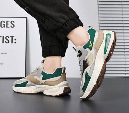 حذاء رياضي رجالي شبكي قابل للتنفس  - حذاء كاجوال عصري مناسب لجميع المناسبات بنعل سميك غير قابل للانزلاق