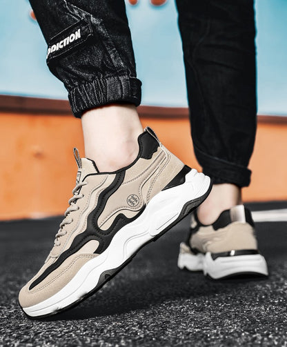 Chaussures Daddy à semelles épaisses tendance haut de gamme pour hommes - Baskets décontractées rehaussantes pour l'automne