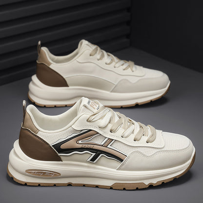 أحذية رياضية عصرية للشباب من الجلد : أحذية  برباط ذات نعل سميك 