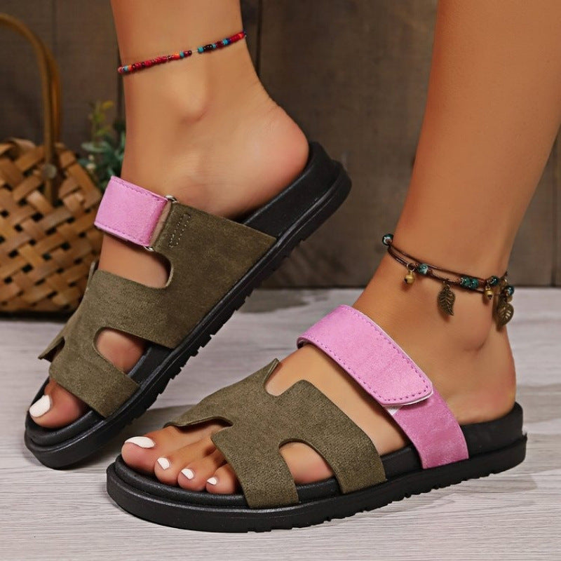 نعال صيفية عصرية للنساء - حزام سميك، فيلكرو، ناعم ومريح