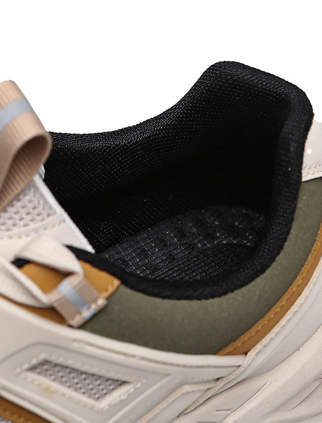 حذاء رياضي رجالي شبكي ذو نعل سميك - قابل للتهوية، أنيق ومريح