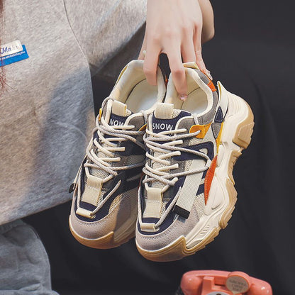 Baskets compensées pour femmes, chaussures décontractées et tendance, semelles épaisses pour la marche et le quotidien 