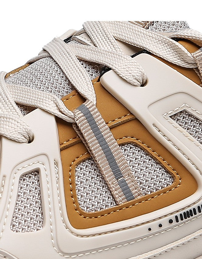 حذاء رياضي رجالي شبكي ذو نعل سميك - قابل للتهوية، أنيق ومريح