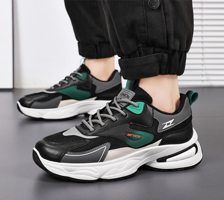 حذاء رياضي رجالي شبكي قابل للتنفس  - حذاء كاجوال عصري مناسب لجميع المناسبات بنعل سميك غير قابل للانزلاق