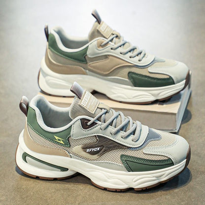 حذاء رياضي رجالي شبكي قابل للتنفس  - حذاء كاجوال عصري مناسب لجميع المناسبات بنعل سميك غير قابل للانزلاق