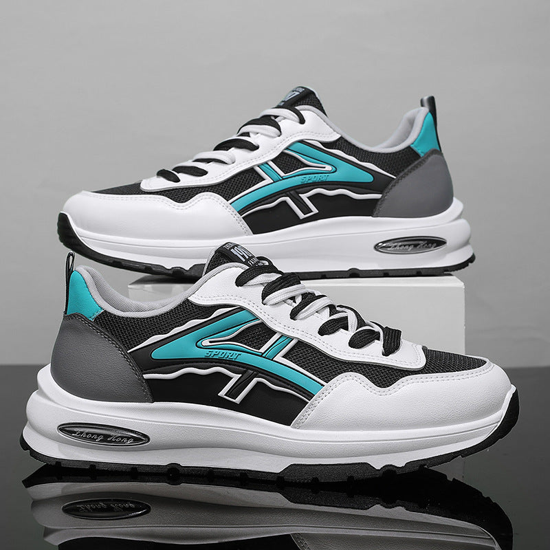 أحذية رياضية عصرية للشباب من الجلد : أحذية  برباط ذات نعل سميك 