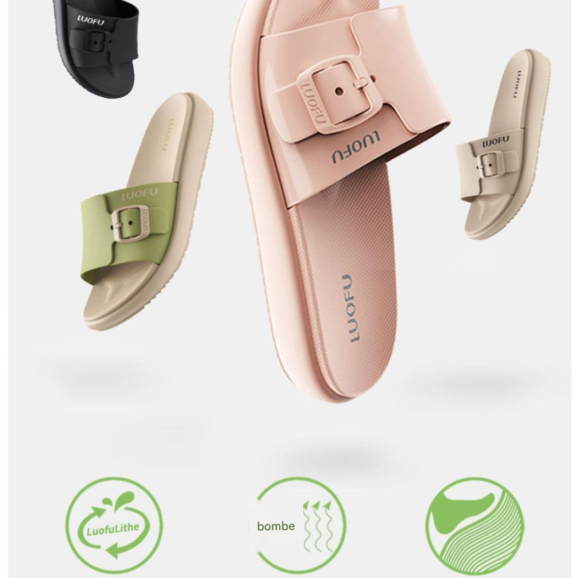 Sandales Luofu originales pour femmes - Orthopédiques confortables, semelle épaisse absorbant les chocs, résistantes à l'abrasion, parfaites pour une utilisation quotidienne en intérieur et en extérieur