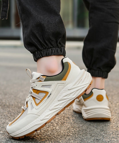 حذاء رياضي رجالي شبكي ذو نعل سميك - قابل للتهوية، أنيق ومريح