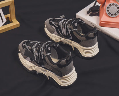 Baskets compensées pour femmes, chaussures décontractées et tendance, semelles épaisses pour la marche et le quotidien 