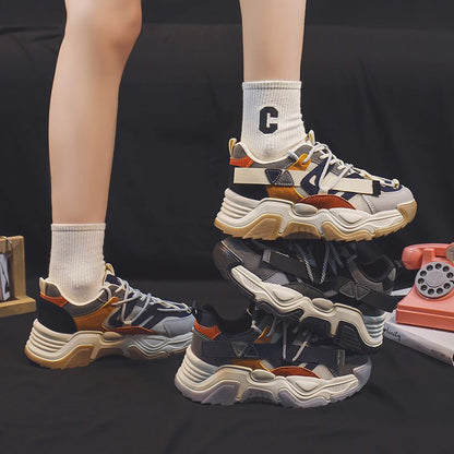 Baskets compensées pour femmes, chaussures décontractées et tendance, semelles épaisses pour la marche et le quotidien 