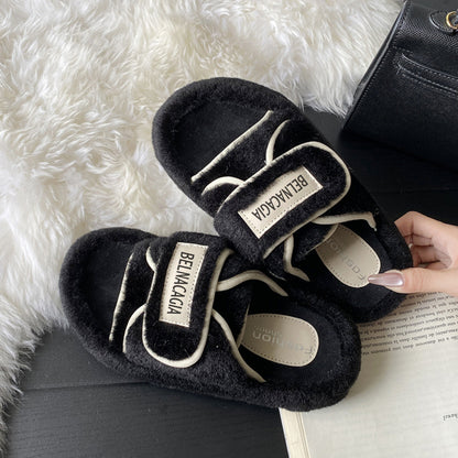 2024 New Trendy Furry Slippers for Women – Autumn/Winter Outdoor & Indoor Korean Style Fashion Flip Flops