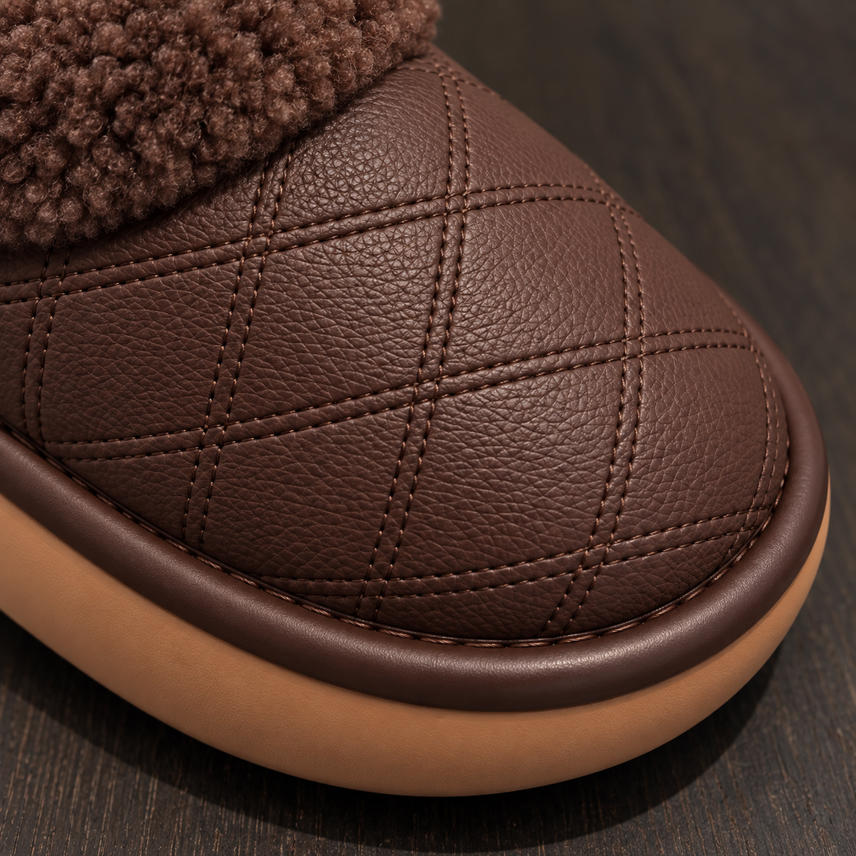 Chaussons matelassés pour femme avec bordure en peluche – Style quotidien confortable