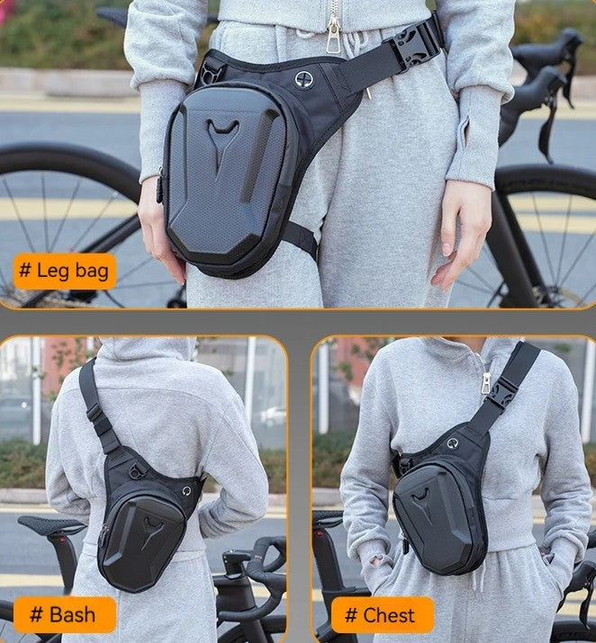 حقيبة أرجل لركوب الدراجات - هيكل صلب من مادة إيثيلين فينيل أسيتات مقاوم للماء، وحامل للهاتف .حقيبة خصر لركوب الدراجات