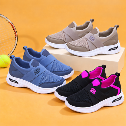 Women’s Slip-On Sneakers with Mesh Upper, Crossover Straps and Sporty Everyday Style