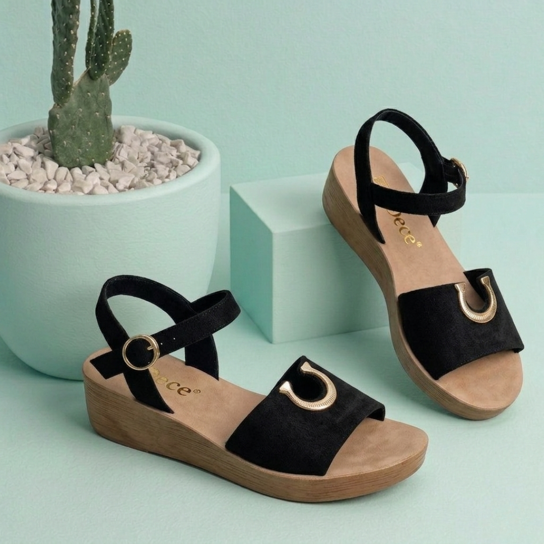 Elegant Comfort Strap Sandals for Women – Cushioned Flat Slip-Ons with Buckle Detail