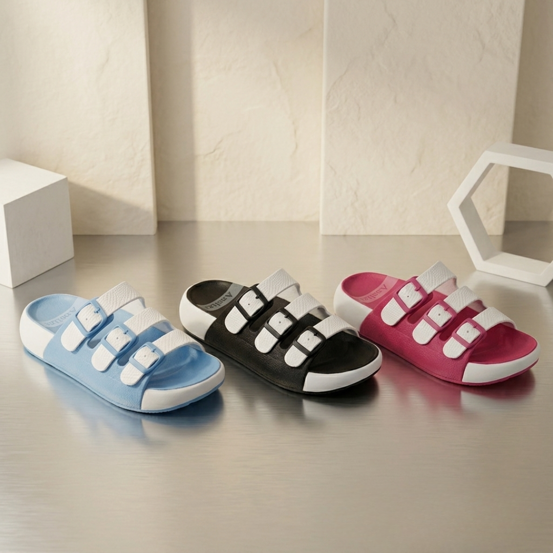 Chic Triple-Strap Comfort Slides for Women