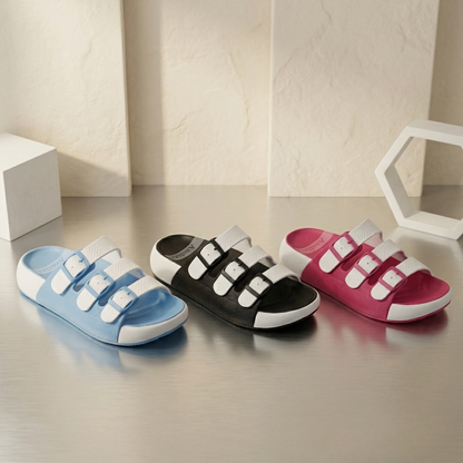 Chic Triple-Strap Comfort Slides for Women