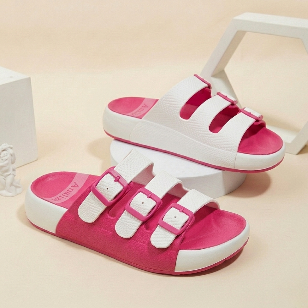 Chic Triple-Strap Comfort Slides for Women
