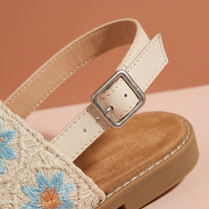 Sandales Bohèmes Brodés à Brides Arrières pour Femme – Confort Estival Décontracté