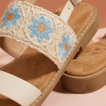Sandales Bohèmes Brodés à Brides Arrières pour Femme – Confort Estival Décontracté