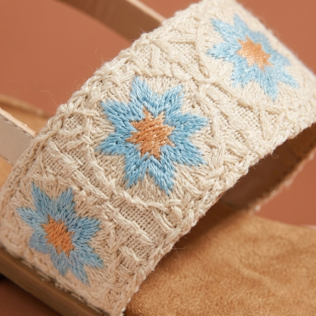 Sandales Bohèmes Brodés à Brides Arrières pour Femme – Confort Estival Décontracté