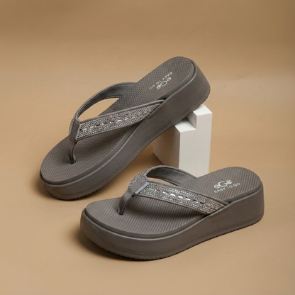 Women’s Rhinestone Platform Flip Flops – Lightweight Comfort Wedge Slippers