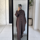 Ensemble deux pièces élégant pour femme à imprimé marbré – Tunique longue boutonnée et pantalon ample à jambes larges