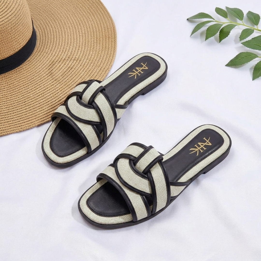 Women's Elegant Woven Slide Sandals – Casual Chic Collection