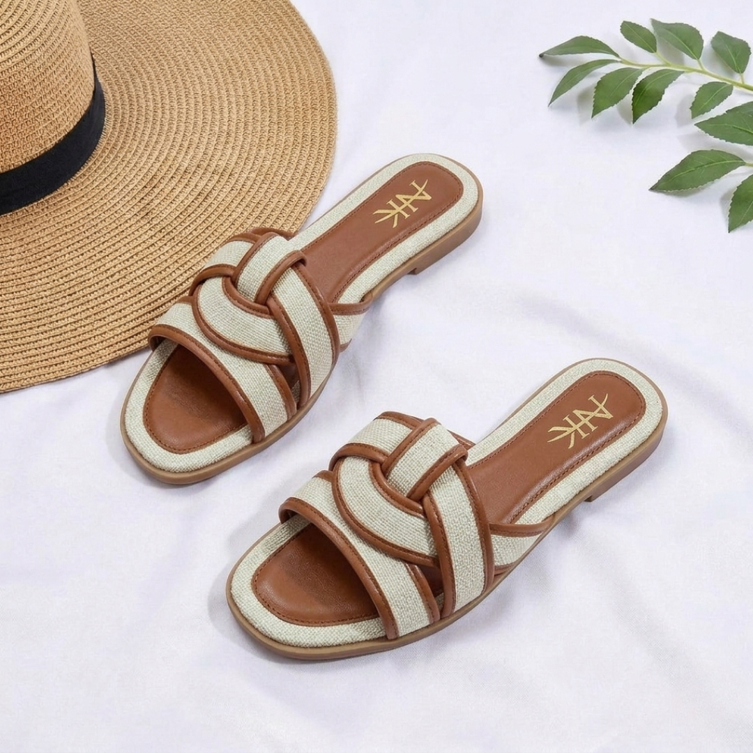 Women's Elegant Woven Slide Sandals – Casual Chic Collection