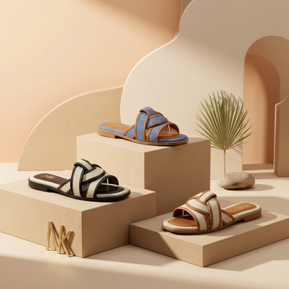 Women's Elegant Woven Slide Sandals – Casual Chic Collection